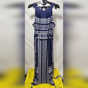Lane Bryant Blue and White Smocked Maxi Dress-Size 18/20